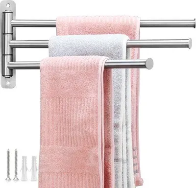 Immagine prodotto di Portasciugamani in acciaio inossidabile da 40 cm, montaggio a parete, a 3 bracci, per bagno e cucina