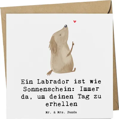 Produktbild von Mr. & Mrs. Panda Klappkarte Labrador Sonnenschein - Weiß - Geschenk, Therapiehund, Familienhund, Hunderassen, liebevoller Hund, Hunderasse, anlasskarte, Vielfalt