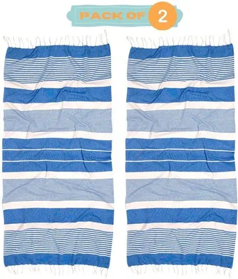 Obrázok produktu pre Sada ultrajemných, savých plážových uterákov Unyqoos® – 2 kusy, rozmer 90 x 180 cm, 100% bavlna, štýl Hamam s franjami, extra veľká, v 14 farbách