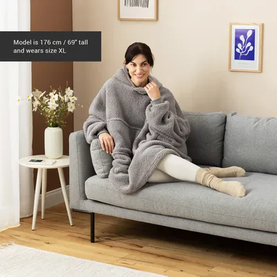 Produktbild von HOMELEVEL Uni Fleece Hoodie Pullover - Pulli mit Kapuze für Damen und Herren - Kuschel Sweatshirt oversized - Kuschelpullover - 100% Polyester