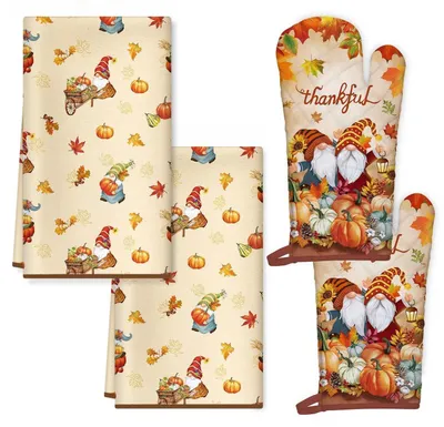 Productafbeelding van Keukenlinnen set, 4-delig, herfstmotief, katoen en polyester