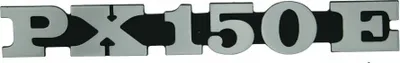 Immagine prodotto di Emblema RMS / scritta " PX 150 E " compatibile con la cover laterale Vespa PX 150 - 2 perni 158x20mm interasse fori 105mm