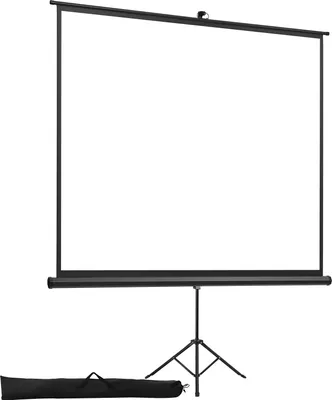 Image de SucceBuy Écran de projection avec trépied (70 x 70 pouces), angle de vision de 160°, écran portable pour l'intérieur et l'extérieur, format 1:1, compatible 4K, sac de transport inclus pour le home cinéma et les présentations