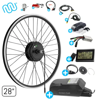 Obrázok produktu pre windmeile | Súprava na prestavbu na e-bike, motor na predné koleso, vrátane batérie, s kompletným príslušenstvom, čierna, 28" palcov, súprava na prestavbu, pedelec