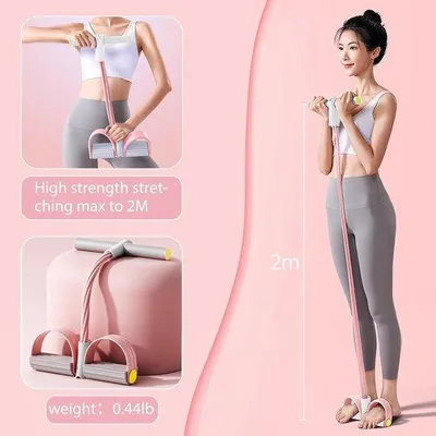 Immagine prodotto di Fasce elastiche da allenamento rosa, fasce elastiche a 6 cavi, fasce elastiche per yoga e fitness, ideali per esercizi di salto, stretching di gambe e glutei, allenamento di addominali e braccia