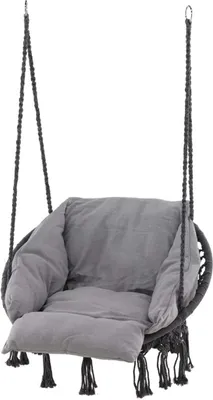 Zdjęcie produktu dla FURNLUX Zewnętrzny fotel wiszący Hamtic szary i ciemnoszary 80 cm / Kolor główny: szary / Wymiary: 80 x 60 x 90 cm