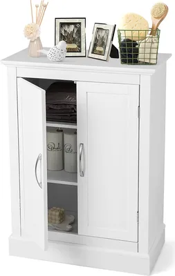 Produktbild von GOPLUS Badezimmerschrank, Badschrank mit verstellbarem Regal, Küchenschrank Aufbewahrungsschrank für Badzimmer & Wohnzimmer, 60 x 32 x 81 cm