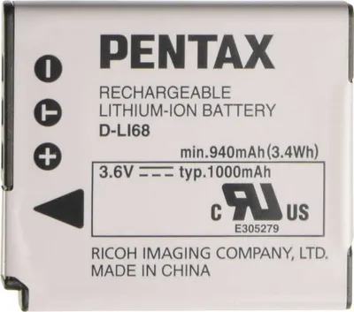 Zdjęcie produktu dla Akumulator litowo-jonowy (Li-Ion) Pentax D-LI 68 do aparatu cyfrowego, pojemność 1000 mAh