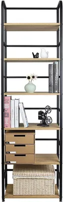 Produktbild von WOLTU Standregal RGB11hei Bücherregal Lagerregal Leiterregal Küchenregal Treppenregal Stufenregal 6 Ablage, 50x30x176cm, Hell Eiche