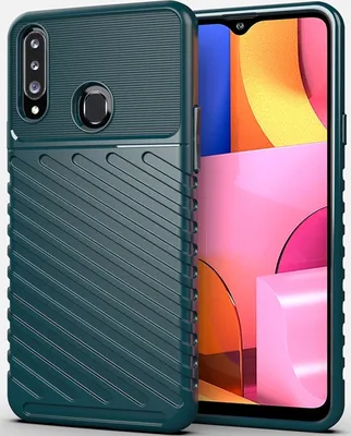 Produktbild von Mobigear Groove  Samsung Galaxy A20s Hülle Flexibles TPU Backcover - Grün