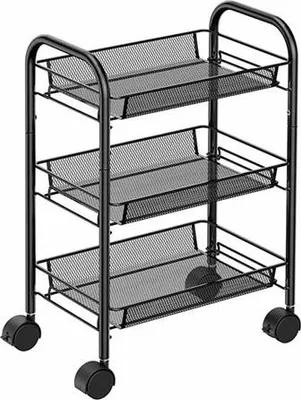 Produktbild von Küchenwagen auf Rädern – Servierwagen – Küchenwagen – 3 Ebenen – Schwarz – 44 x 26 x 64 cm