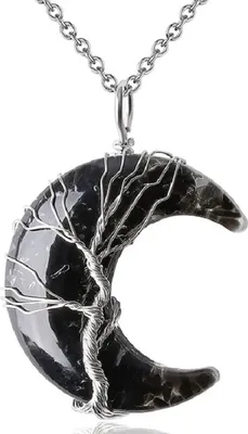 Immagine prodotto di Collana Halfmoon Nera con Albero della Vita KP32592