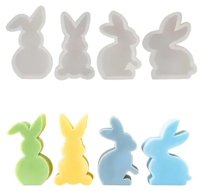 Produktbild von Silikonformen für Kerzen Gießformen DIY Handwerk Osterhasen 4 Designs