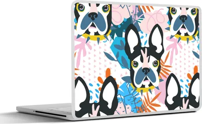 Produktbild von MuchoWow® Laptop Aufkleber Sticker Cover Muster - Hund - Pflanze - Jungen - Mädchen - Kinder - Kind 30x22 cm - Laptop-Sticker