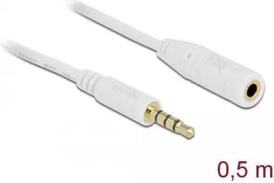 Obrázok produktu pre DeLOCK 84717, 3.5mm, Samec, 3.5mm, Samica, 0,5 m, Biela