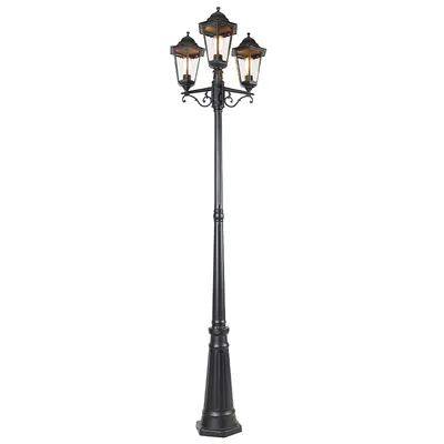 Produktbild von Qazqa Klassisch außen Laterne für den Garten - Havana - Schwarz, max. 60W, Geeignet für LED, 220cm, IP44, 3-flammig