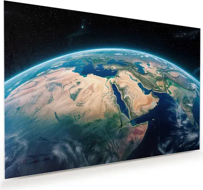 Produktbild von Glasbild 90x60cm in XXL für Wohnzimmer, Schlafzimmer Motiv Erde aus dem All