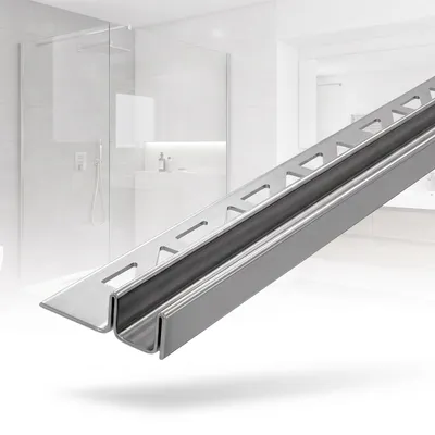 Produktbild von Dalsys Glasführungsschiene Fliesenprofil 200cm x 11mm x 12,5mm Edelstahl - Glasaufnahme U Profil für Dusche & Bad - Fliesenschiene für Wand & Boden