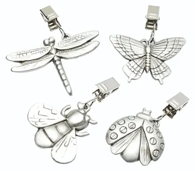 Produktbild von Kitchen Craft Tischtuchgewichte, Tischtuchklammern, Insektendesign, grau, 4 Stk.