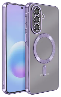 Image de Coque Avizar pour Galaxy A57, compatible MagSafe, flexible, antichoc, avec bordure chromée, couleur violet