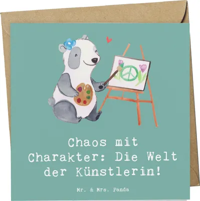 Produktbild von Mr. & Mrs. Panda Grußkarte Künstlerin Chaos - Meeresbrise - Geschenk, Glückwunschkarte, Klappkarte, Berufsprodukte, kreative Geschenke, Kreativität, anlasskarte, Berufe