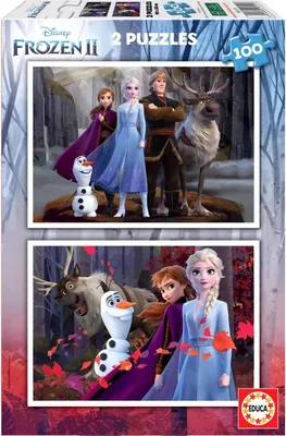 Produktbild von Educa Borrás 2 Puzzles für Kinder, 100 Teile, Frozen II, ab 72 Monaten, farblich sortiert, 2 x 100 (18111) , Farbe/Modell su EDUCA