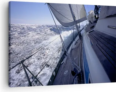 Produktbild von Bild auf Leinwand - Leinwandbild - Boot Ozean Reise Yacht - 70x50cm - Wand Bild - Wanddeko - Leinwanddruck - Bilder - Kunstdruck - Wanddekoration - Leinwand bilder - Wandkunst - AA70x50-0373