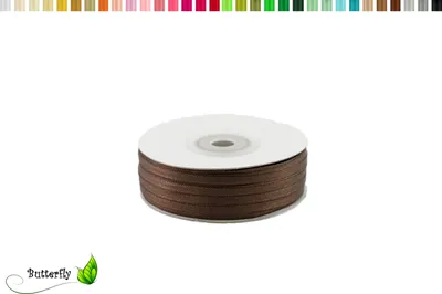 Produktbild von Satinband 3mm x 91m Rolle, Farbe:135 braun
