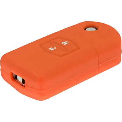 Produktbild von PhoneNatic Silikon Schlüssel Hülle kompatibel mit der Mazda 5 2-Tasten Fernbedienung in orange Klappschlüssel 2-Key