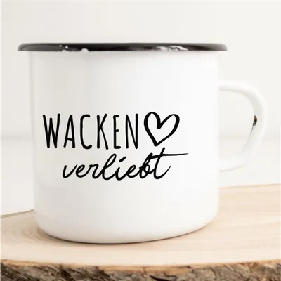 Produktbild von Huuraa Emaille Tasse Wacken  Geschenk Kaffeebecher Vintage 300ml Wacken  Präsent