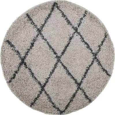 Produktbild von vidaXL Shaggy-Teppich PAMPLONA Hochflor Modern Beige Anthrazit Ø 120cm