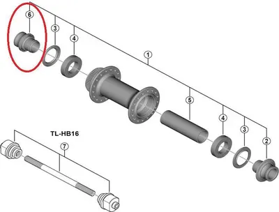 Image de Capuchon d'axe SHIMANO HB-TC500-12 gauche 12 - finition précise pour moyeux avant