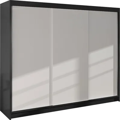 Produktbild von MIRJAN24 Schiebetürenschrank Derby II, Kleiderschrank, Stilvoll Schlafzimmer Garderobenschrank (Farbe: Schwarz / Weiß)