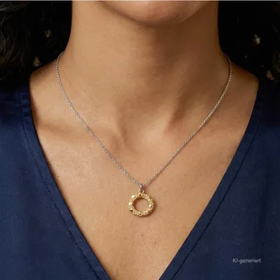 Produktbild von Verstellbare Damen Kette Collier echt Silber 925 bicolor Länge 42+3 cm