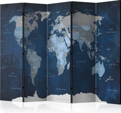 Produktbild von 5-teiliger Doppelseitiger Vlies Paravent - Dark Blue World 225x172 cm k-A-0086-z-c