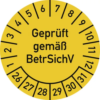Produktbild von Dreifke® Prüfplakette  gemäß BetrSichV, 2026-2031, Folie, Ø 30 mm, 10 ...
