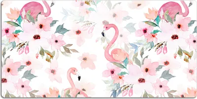Produktbild von Schreibtischmatte Tischunterlage 90x45 cm Mauspad - Flamingos Blumen