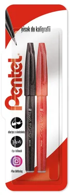 Image de Stylo pinceau pour calligraphie Pentel SES15 noir et rouge