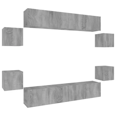 Produktbild von 8-tlg. TV-Schrank-Set Grau Sonoma Holzwerkstoff
