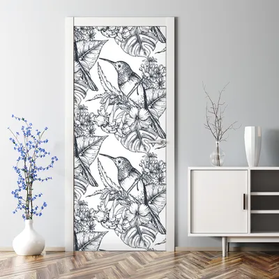 Produktbild von Dekorative Türaufkleber selbstklebend Klebefolie Aufkleber Tropische Papageien 70 x 200 cm