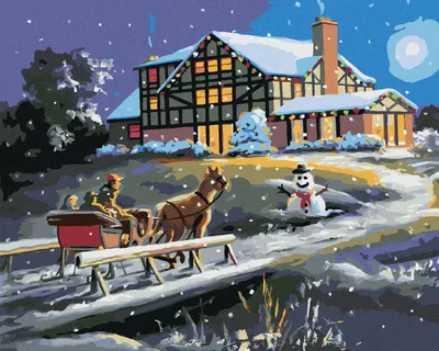 Produktbild von Zuty - Malen nach Zahlen - WEIHNACHTEN, SCHLITTEN UND SCHNEEMANN (D. RUSTY RUST), 40x50 cm, ohne Keilrahmen