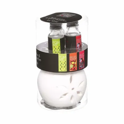 Produktbild von Atmosphera Créateur d'intérieur Duftlampe mit Duftöle Set Keramik weiß 8 cm x 8,5 cm x 7,5 cm