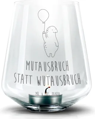Produktbild von Mr. & Mrs. Panda Laterne Schildkröte Luftballon - Transparent - Geschenk, Mut, Kerzenhalter, Motivation, Teelichthalter, Schildkröten, glas, Windlicht, gravur