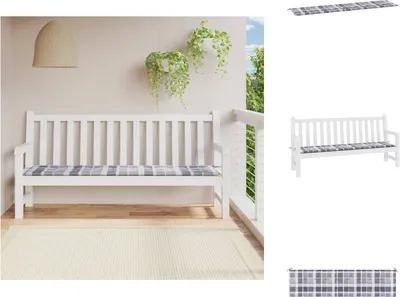 Produktbild von vidaXL Gartenbank-Auflage Grau Karomuster 200x50x3 cm Oxford-Gewebe - Sitzpolster