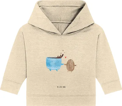Produktbild von Mr. & Mrs. Panda Organic Baby Hoodie Kaffee Bohne 24. - 36. Monat - Natural Raw - Geschenk, Kapuzensweatshirt, Kaffeebohne, Genuss, Lustige Sprüche, Zufriedenheit, Glück