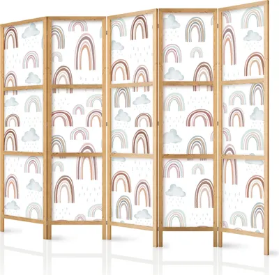 Zdjęcie produktu dla Parawan japoński Dla dzieci 225x172 cm 5-częściowy biały
