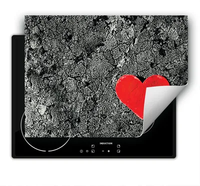 Produktbild von DarHaus Herdabdeckplatte 70x52 cm Anti Rutsch Matte Aufrollbar, rot - herz