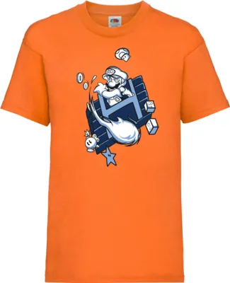Produktbild von Kinder T-Shirt Japan Animation Manga Anime Comics Game Mario Fun Fire ball Var-006 Game Mario Fun Fireball, 5-6 Jahr - 116 / Orange