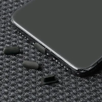 Zdjęcie produktu dla Czarne zatyczki przeciwpyłowe do iPhone'a, 20 sztuk, płaskie