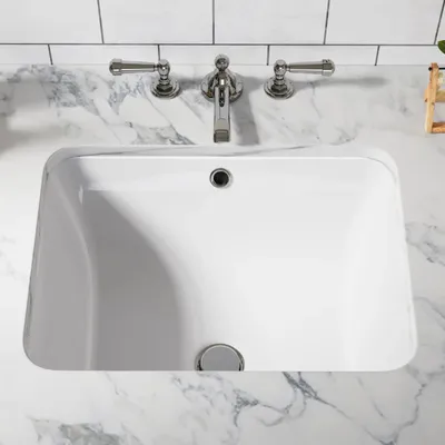 Obrázok produktu pre Keramické umývadlo – umývadlo na dosadenie – obdĺžnikový tvar – s jedným otvorom pre batériu – s prepadom – 550 × 400 × 200 mm – biela farba